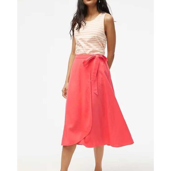 J. Crew Factory Dresses & Skirts - J. Crew Factory Pull-On Faux Wrap Linen Blend Side Tie Midi Skirt M Medium New